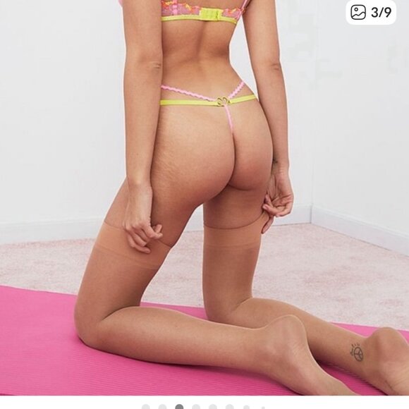 new FOR LOVE AND LEMONS tossed heart neon thong panty m - Picture 3 of 3